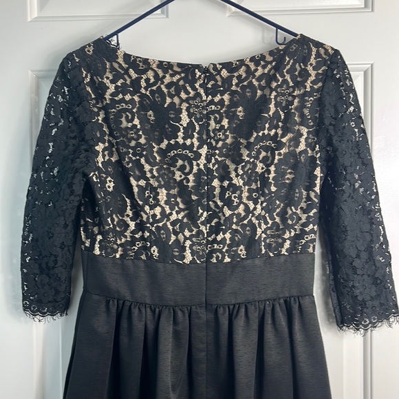 Eliza J Black Lace & Faille V Neck Cocktail Dress - Picture 11 of 16